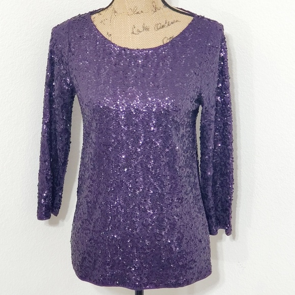 J. Crew Tops - SALE $10 J. Crew long sleeve purple sequin top • sz. small